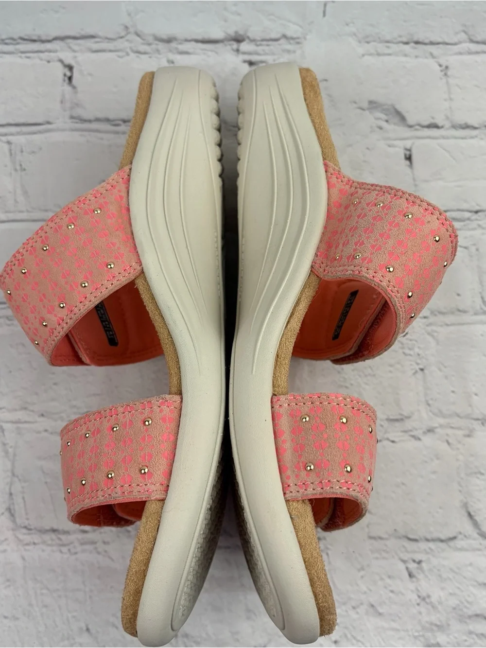 Revitalign Muse Suede Slide Orthotic Sandals Desert Flower Pink Studded Size 7
